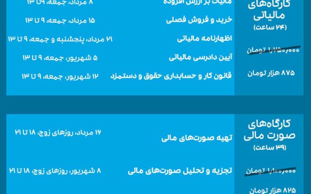 دوره آموزش کارگاه های مالی و مالیاتی